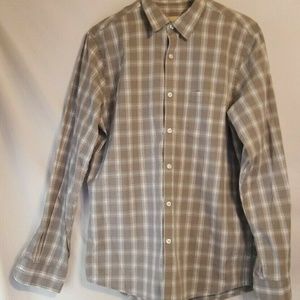 GH Bass & Co. Mens Plaid Button Front Pocket Shirt M Gray White